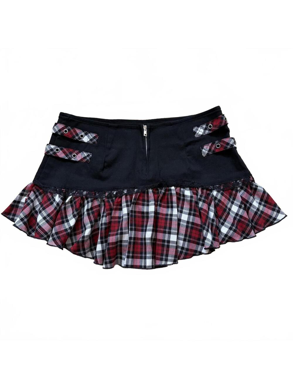 Tripp Nyc Mini Skirt Tartan Plaid Pleated Goth Punk Red Daang Goodman Medium - Picture 2 of 4